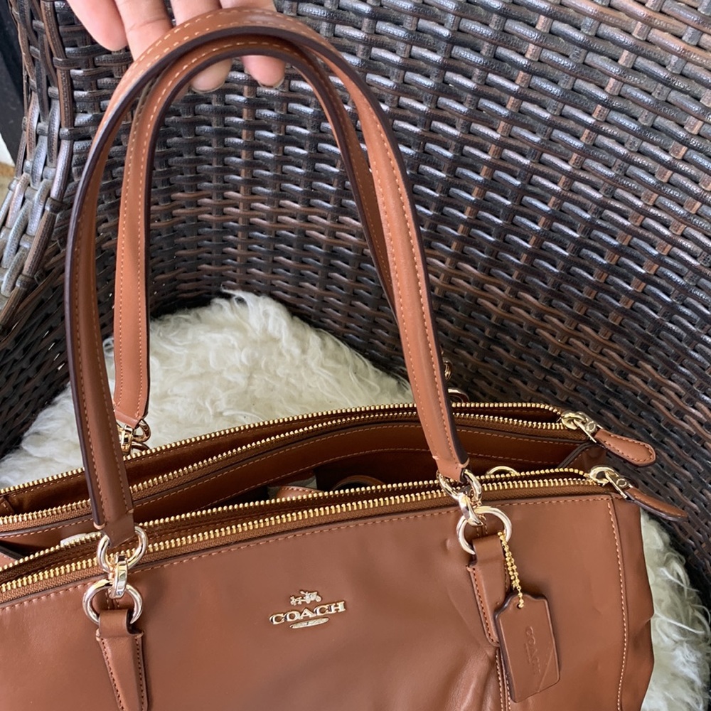 New Coach Christie Brown Leather Carryall Satchel Shoulder Bag F36680 - Picture 15 of 16